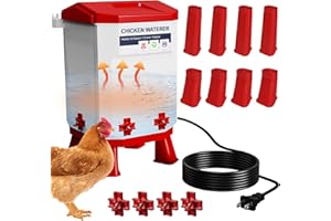Nexum 2-Gallon Heated Chicken Waterer – All-Season Poultry Drinker with 4 Nipples and Stand, Keeps Clean & Unfrozen, Easy-Fill, Low Maintenance for Chickens, Ducks & Quail (Red, 7L)