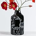 Kimdio Ceramic Vase Irregular face Design Decorative Flower Vase for Home Decor Living Room, Home, Office, Centerpiece,Table and Wedding B-Black