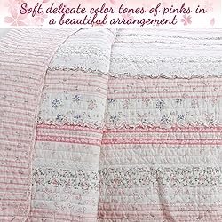 Cozy Line Home Fashions Pink Flower Lace Ruffle