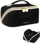 Prite Large Capacity Makeup Bag Portable Travel Cosmetic Case Waterproof PU