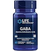 Life Extension GABA, Stress Support, GABA Supplement, Mood Support, Sleep, Relaxation, Gluten-Free, Non-GMO, Vegetarian, 60 Capsules
