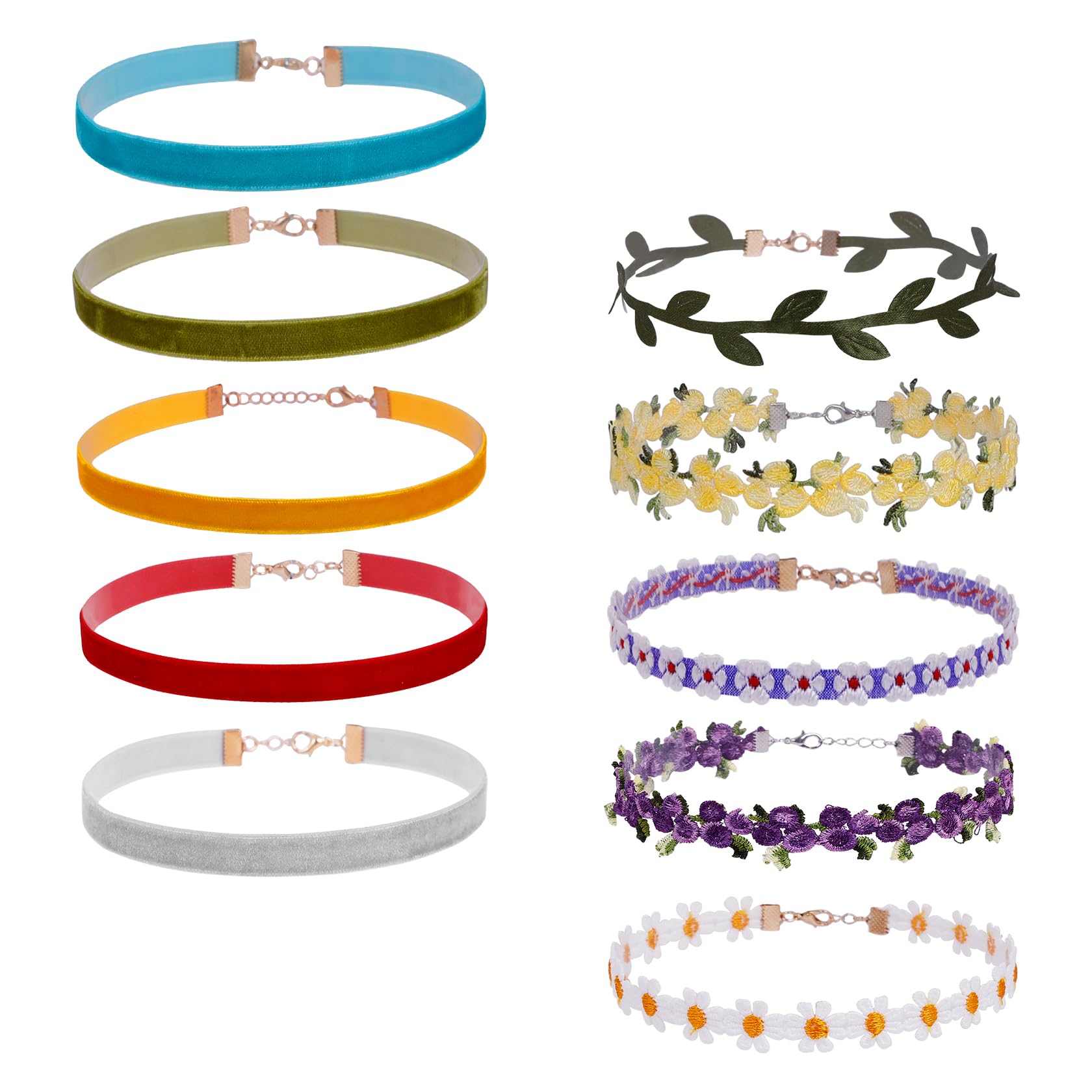 Manfnee Women's 10PCS Black Velvet Classic Choker Necklace Set Gothic Tattoo Choker Collar