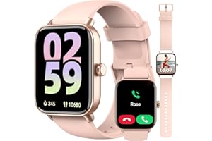 WMK Smart Watch for Women with Alexa, Bluetooth Call & Receive Text, 1.8" Smartwatch Heart Rate SpO2 Sleep Monitor for Android iOS Phone, 5ATM Waterproof Step Calorie Fitness Tracker Watch, 7-Day Battery