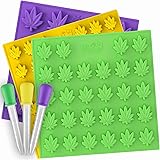 Weed Leaf Gummy Mold Bpa Free - Set of 3 – 3 Droppers, Silicone Candy Molds, Marijuana Gummy Molds Cannabis Kit