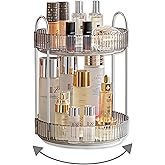 Asayuee 360 Rotating Makeup Organizer for Vanity,Bathroom Countertop Organizer,Spinning Perfume Organizer&Vanity Organizer(Grey-2 Tier)