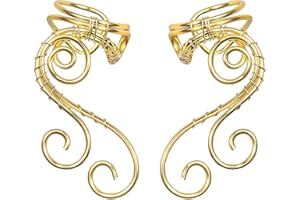 Handmade Ear Cuff Earrings, OwMell Elf Ear Cuffs No Piercing Hypoallergenic Simple Rolled Earrings Fantasy Costume for Party Wearing