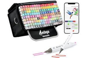 AEDAGA 168 Colors Alcohol Markers with Free App, Dual Tip Art Markers with Kickstand Case for Artists Adults and Kids. Alcohol Based Markers for Coloring Painting Sketching and Drawing, Great Gift