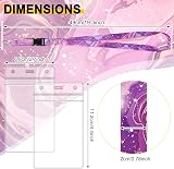 Zonon 2Set Lanyard with Card Holder Purple Marble Waterproof Badge Holder view 2