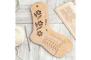 2-Pack Wooden Sock Blockers for Knitting - Thick Wood Sock Shapers for Blocking Hand Knit Socks, Crochet Stocking Display For