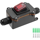IP67 Waterproof Inline Cord Switch with Red Indicator Light, 12V DC Latching Rocker Switch, Heavy Duty ON-Off DPST Switch for Automotive, Marine, Outdoor Equipment（Two Side