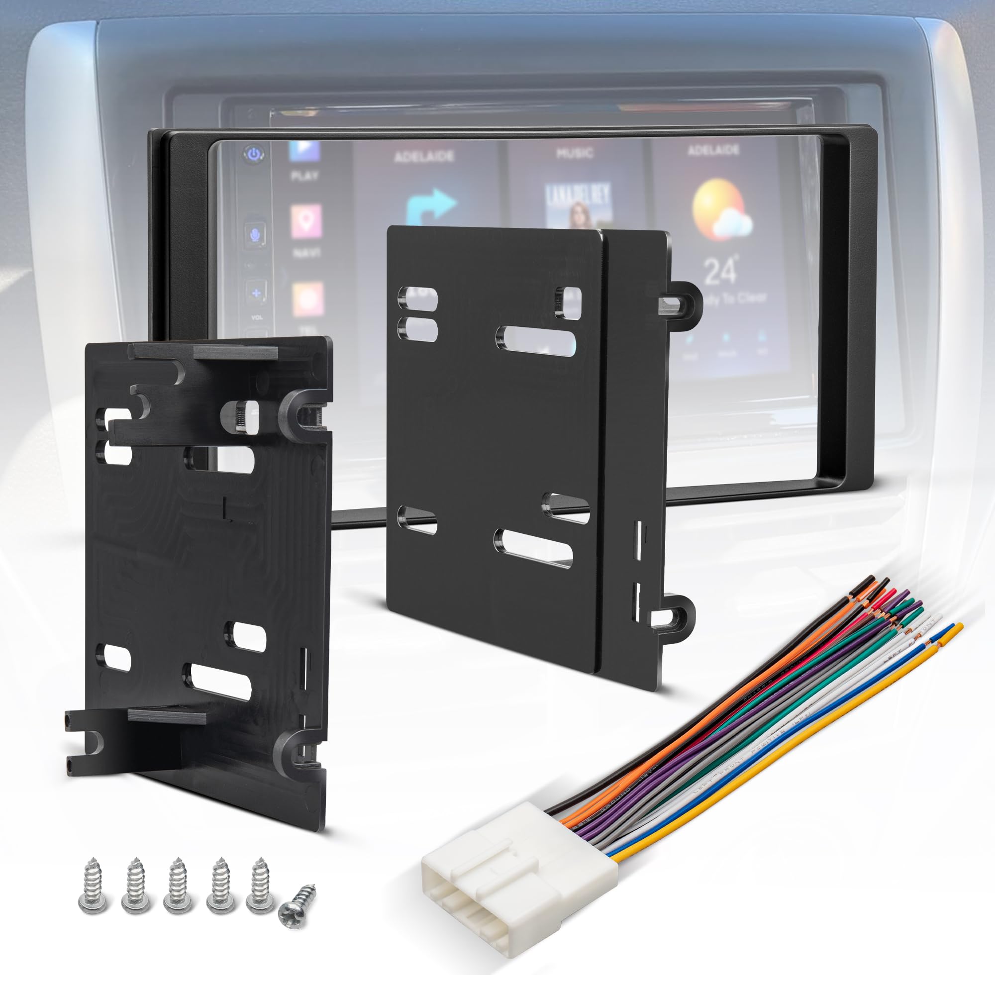 NuIth ISO Double DIN Installation Dash Kit W/Radio Wiring Harness