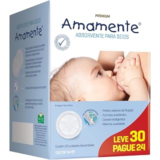 Amamente - Absorvente para Seios, Descartável, Branco, M, 1 pacote com 30 Unidades