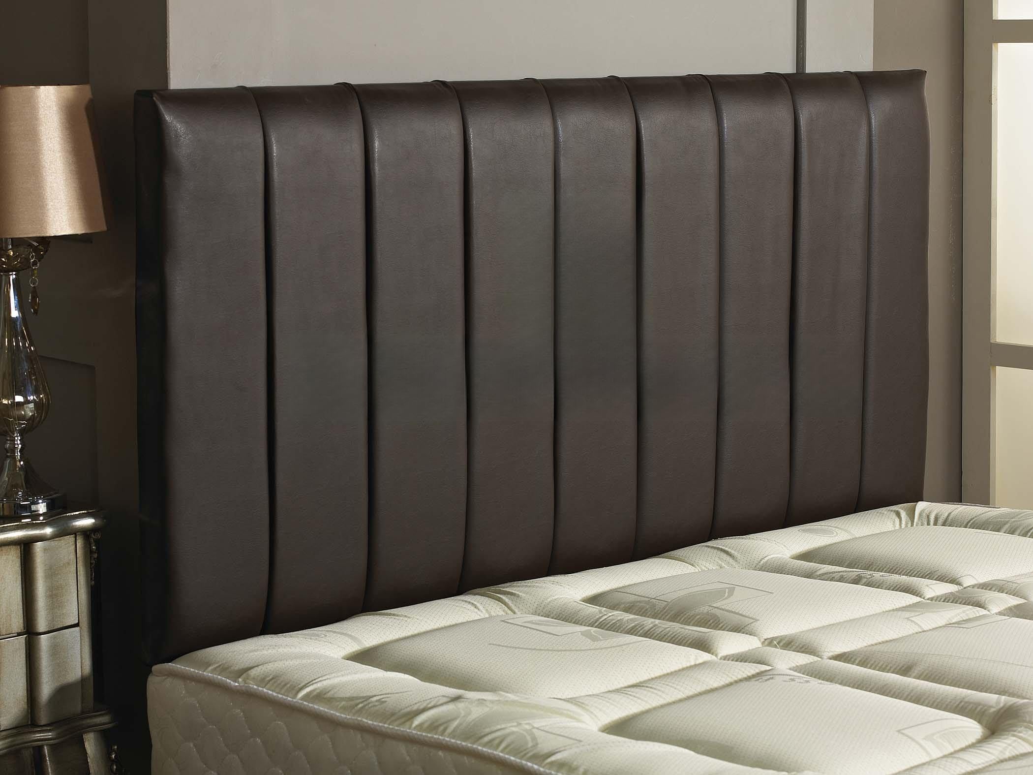 CROWNBEDSUK QUALITY APOLLO FAUX LEATHER HEADBOARD (brown, 2ft6 small single)