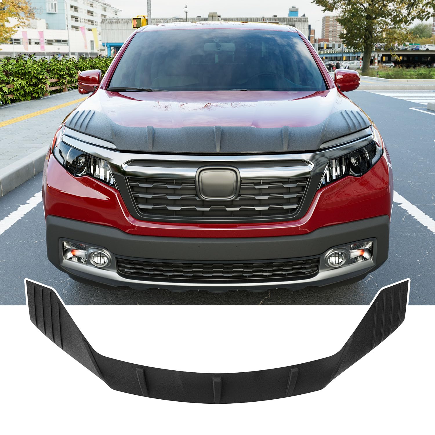 Photo 1 of powoq Hood Deflector Compatible with 2017-2020 Honda Ridgeline Deflector 2016-2022 Pilot Shield 2019-2021 Passport Hood Protector Replacement for 2017-2020 Honda Ridgeline Accessories