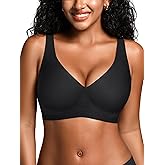 Wireless Bras for Small Breasted Women - S-L Deep-V Jelly Seamless Bralette, Comfortable Padded T-Shirt Bra No Underwire