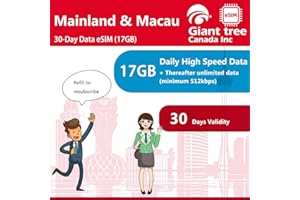 China Mainland & Macau 17GB 30 Days Data only eSIM; China eSIM; China sim Card(Delivered via email Within 1 Hour. Please Disr
