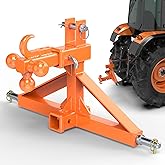 Orange 3 Point Hitch Receiver Dual 2” Receiver with Tri-Ball & Hook, Heavy-Duty 3 Point Quick Hitch Category 1, 3 Point Hitch Attachments Fit Gooseneck, 5th Wheel & Ball Hitch, Fit Category 1 Tractor