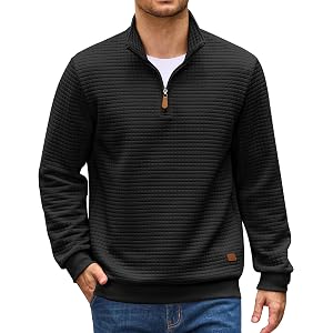 COOFANDY Men's Quarter Zip Pullover Sweatshirts 1/4 Zip Long Sleeve Sweater | Mock Neck Sweater Polo, Casual Business Winter