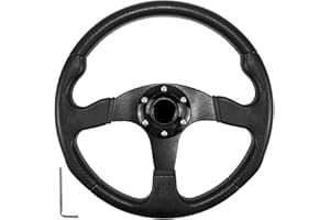 MOTAFAR Golf Cart Steering Wheel with Ergonomic Design Universal Fit for Golf Cart Club Car EZGO RXV & TXT, Yamaha, Precedent Tempo, DS(5128-Black)