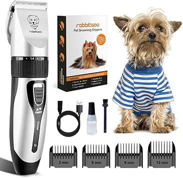 Rabbitgoo Tondeuse Chien Professionnelle Kit Toilettage Chien Poil Long Epais Tondeuse Chat Silencieuse Rasoir Pour Chien Rechargeable Sans Fil Pet Grooming Cilpper Avec 4 Peignes Pour Animal Argent Amazon Fr Animalerie