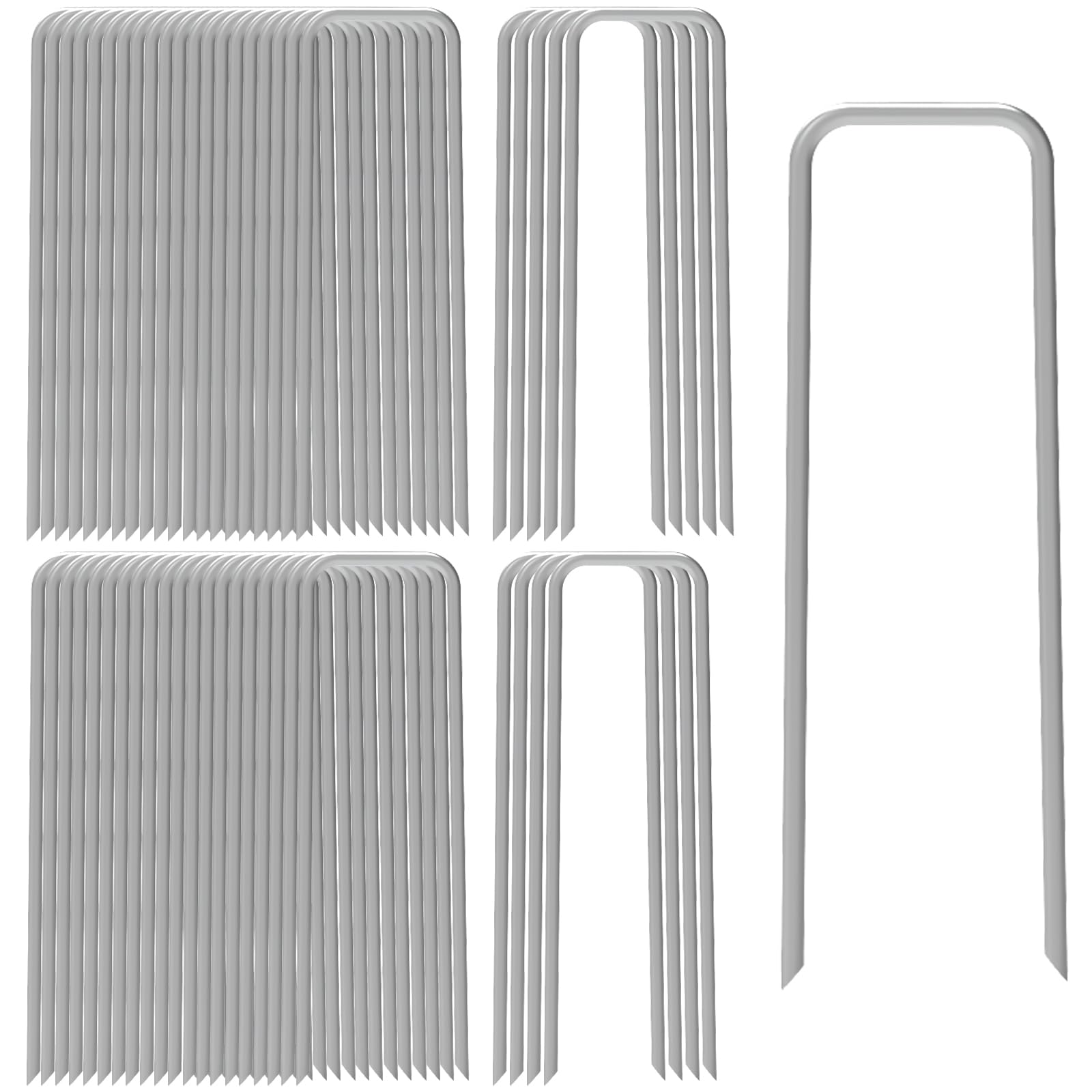 AAGUT 50 Pack Landscape Staples 12 Inch 11 Gauge Stakes, Galvanized Garden Staple U-Shaped Pins, Landscaping Staples for Sod Anchoring Landscape Fabric Irrigation Tubing