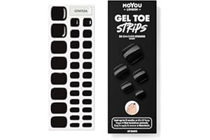 MOYOU LONDON Semi Cured Gel Nail Strips, 32 Pc. Gel Wraps for Nails, Easy Apply & Remove for Salon-Quality Pedicure - Jet Black
