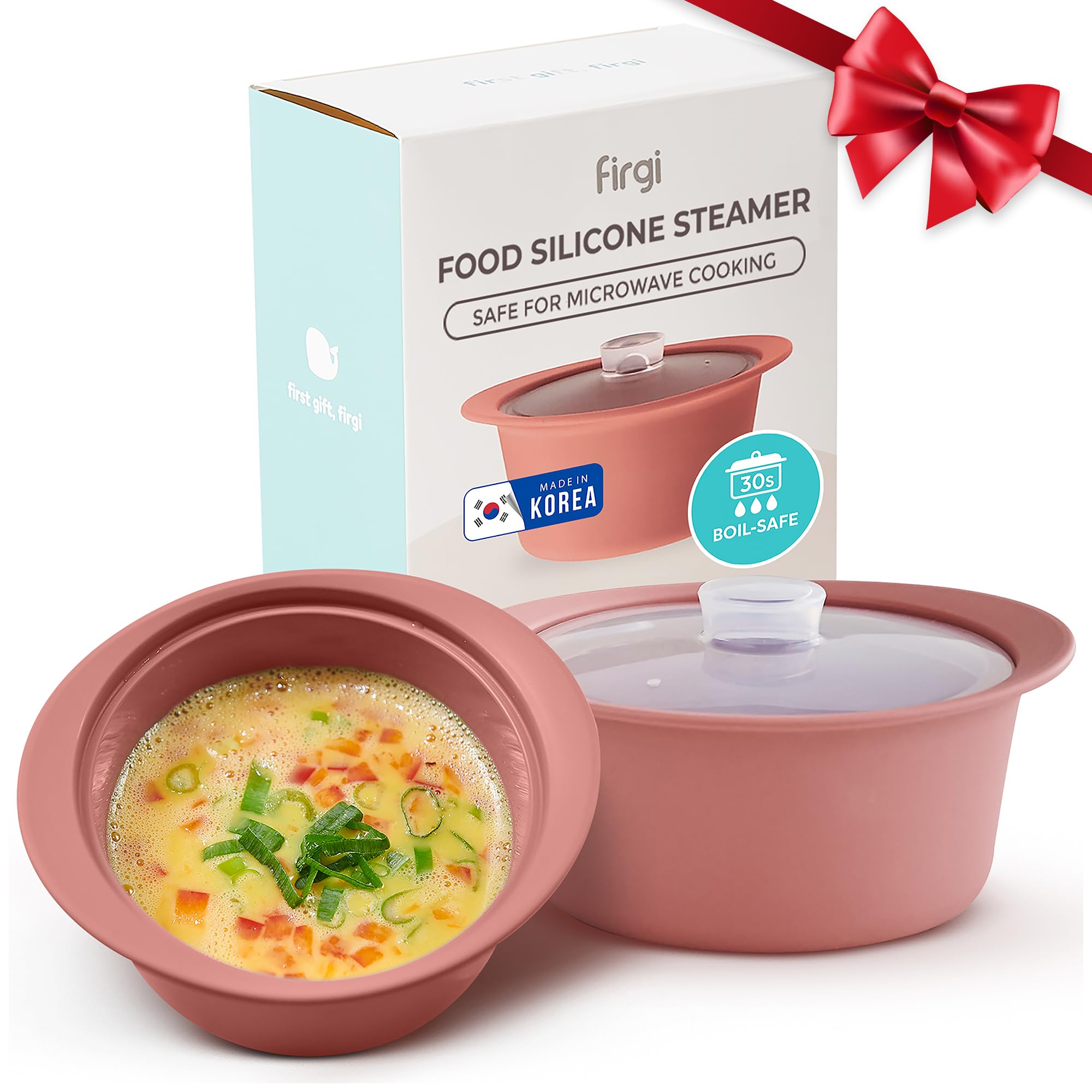 Photo 1 of **FACTORY SEALED** FIRGI 20oz Platinum Silicone Microwave Steamer Pot with Handle & Lid - Korean 100% Food-Grade Steamer Bowl, Heat-Resistant Cooker with Steam Holes, Easy Clean, Dishwasher Safe, Dry Rose