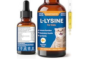 L-Lysine for Cats Liquid Drops Fish Flavor: Immune Support & Respiratory Wellness, Eye & Nose Comfort Pour Chat– Easy-to-Give