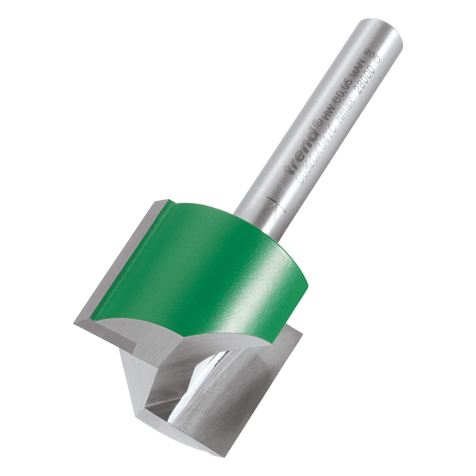 Trend CraftPro Straight Two Flute Router Cutter, 1/4 Inch Shank, 24mm Cut Diameter & 19mm Cut Length, Tungsten Carbide Tipped, C032CX1/4TC
