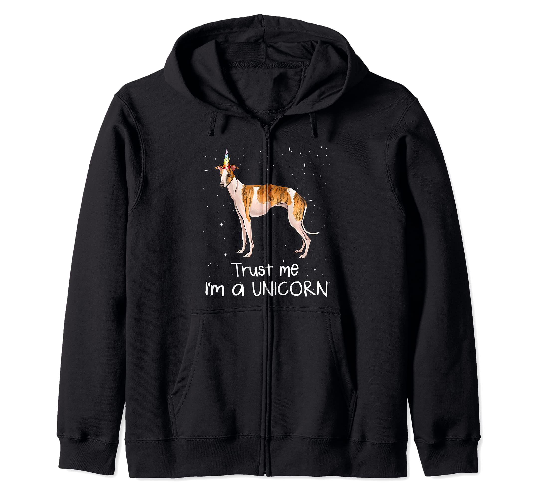 Funny Whippet Trust Me I'm A Unicorn Dog Zip Hoodie