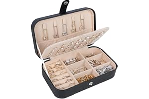 SLOZO Travel Jewelry Box,Upgraded Travel Jewelry Case,Portable Jewelry Boxes for Women,PU Leather Jewelry Box,Travel Jewelry Organizer for Necklaces,Rings,Earrings,Bracelets,Black