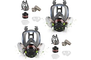 WJJIYR Full Face Respirator Mask, Gas Masks Survival Nuclear and Chemical, Gas Respirator with Activated Carbon Filters