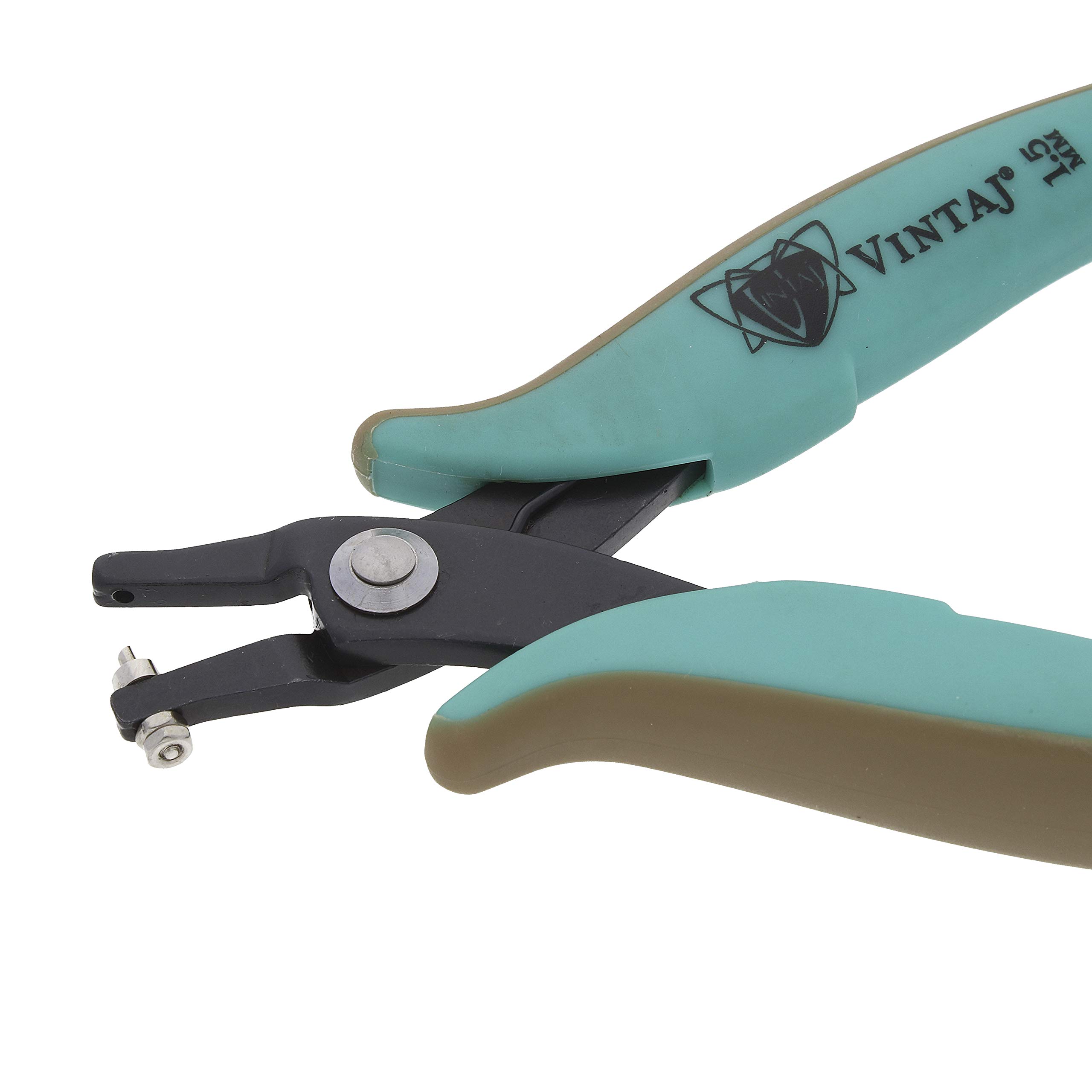 The Beadsmith Vintaj Tools 1.5mm Metal Hole Punch Pliers with Gauge Guard – Create Clean Holes – 1.5mm Cold Connection – 22 Gauge Sheet Metal or Thinner – Not Intended for Thicker Metal
