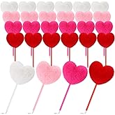 Zhanmai 24 Pcs Valentine's Day Pens Heart Pom Pom Pens Bulk Cute Black Ink Fluffy Ballpoint for Woman Adults Pink Fuzzy Office Gifts Valentine's Day Wedding Party Supplies, 4 Colors