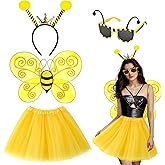 Horolam Bee Costume Accessories, Bee Costume Adult Women with Bee Wings Antenna Headband Bee Galsses Yellow Tutu for Girls