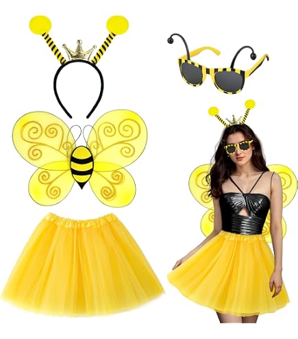 Disfraz De Abeja Para Mujer Adulta Con Alas, Diadema Y Calentadores – Ideal Para Carnaval, Cosplay Y Fiestas Temáticas