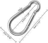 Belle Vous M4 Snap Hook Carabiner Clips 15pk 4cm Stainless Steel Spring view 2