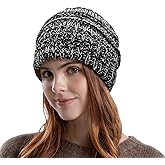 Rosoz 1&2 Packs Ponytail Beanie for Women,Winter Warm Beanie Tail Soft Stretch Cable Knit Messy High Bun Hat