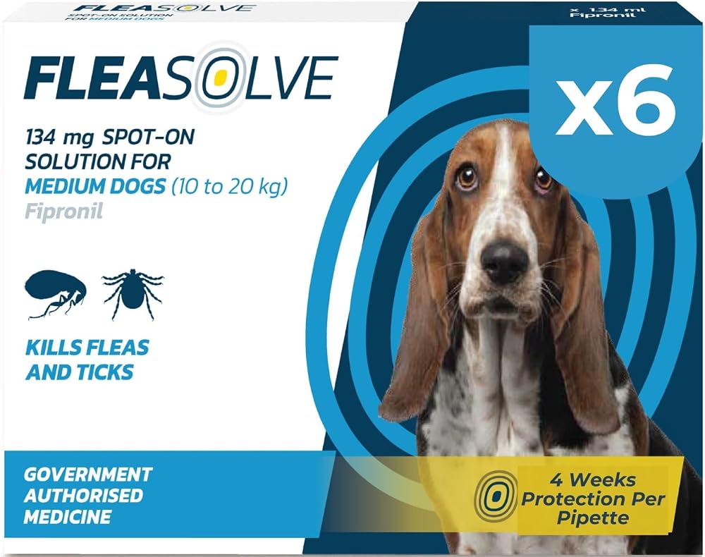 Naqua FleaSolve 6 Pipettes Medium Dog 10-20 kg Spot-On Flea & Tick