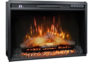 Rodalflame 26" Wide Electric Fireplace Insert, 6 Brightness Level, 5 Flame Speed, 62-82℉, Timer & Remote Control, Indoor Fireplace