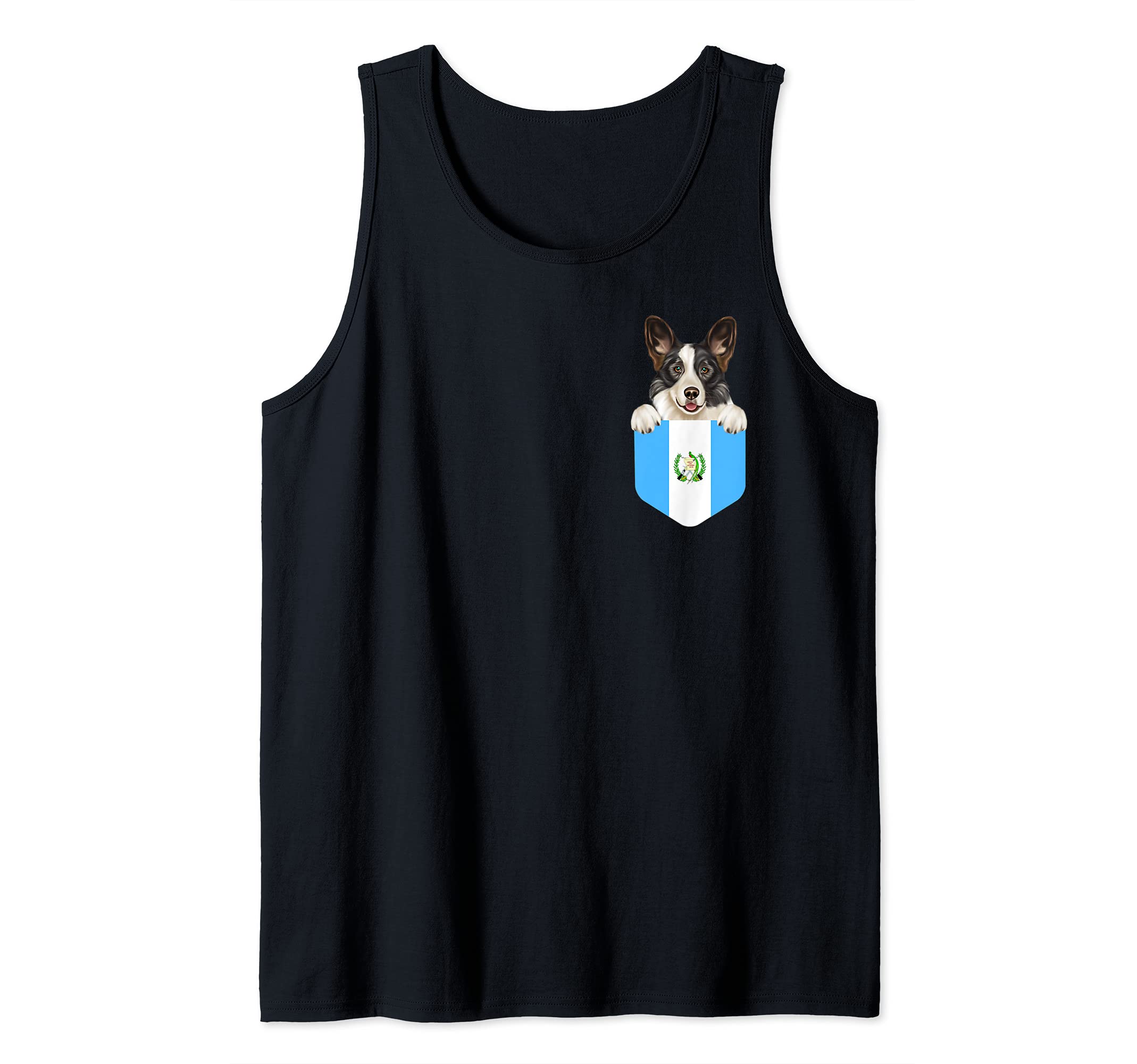 Guatemala Flag Cardigan Welsh Corgi Dog In Pocket Tank Top