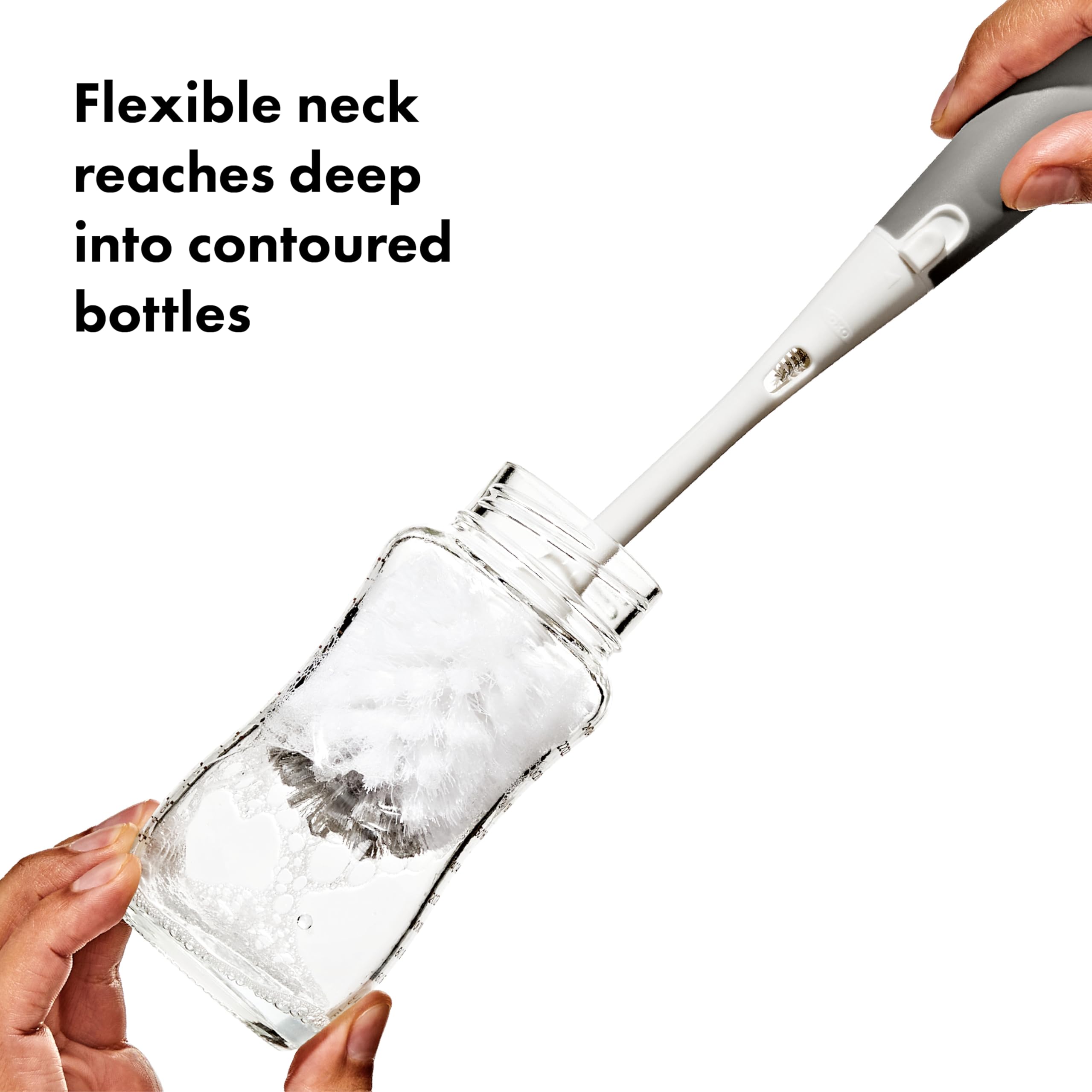 OXO Tot Bottle Brush with Nipple Cleaner and Stand, Gray