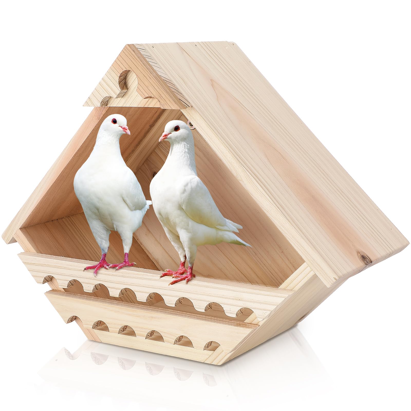 Photo 1 of DoubleFill Cedar Dove Nesting Box Dove Bird House Nesting Box Outdoor Wood Doves House Triangular Opening Bird Box for Doves Nesting and Roosting Platform Garden Decoration