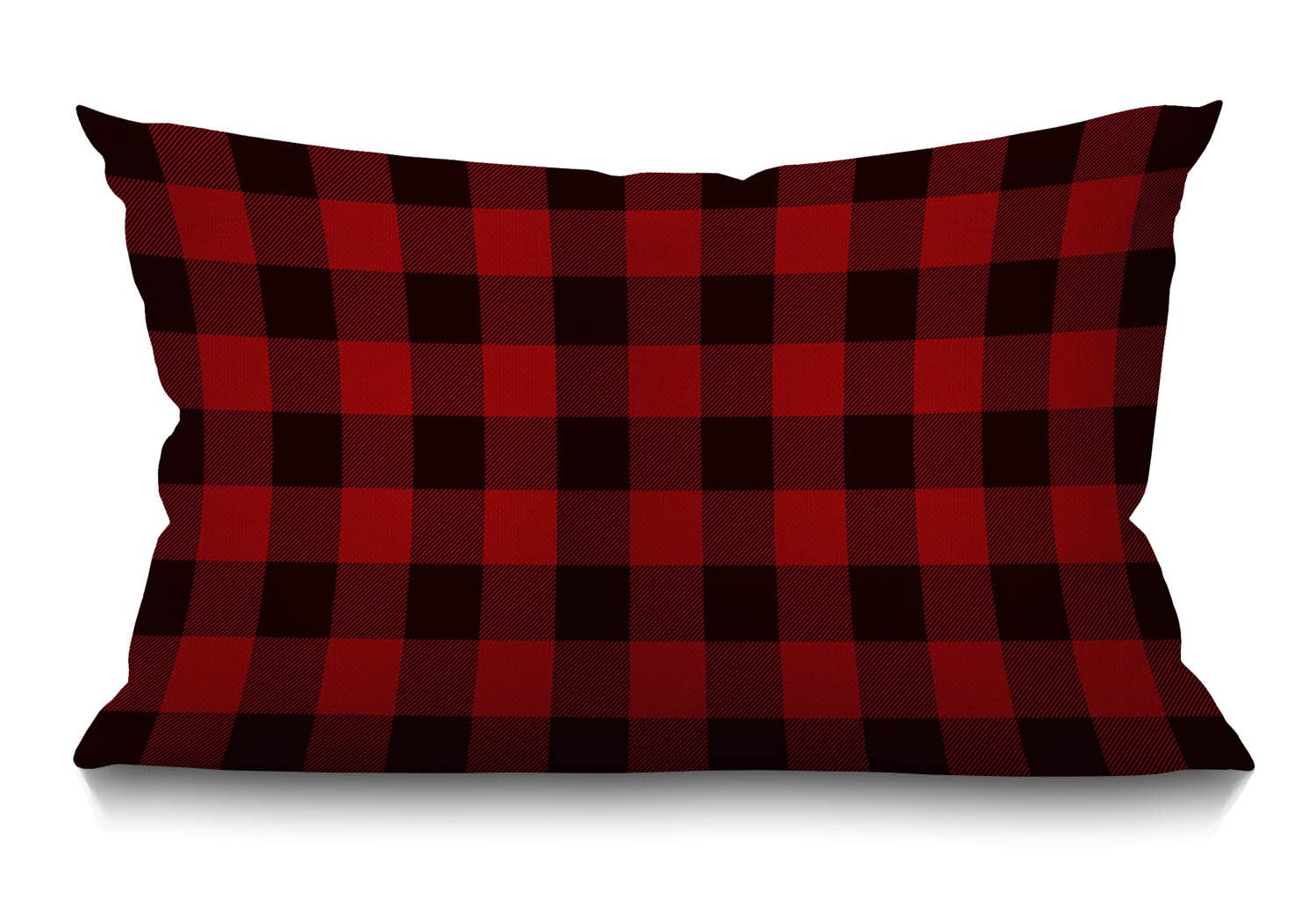 BGBDEIA Buffalo Plaid Cushion Cover Classic Lumberjack Plaid Red and Black Linen Fabric for Couch Bed Sofa Car Waist Throw Pillow Cover 12 x 20 inch Pillow Case 30 x 50 cm