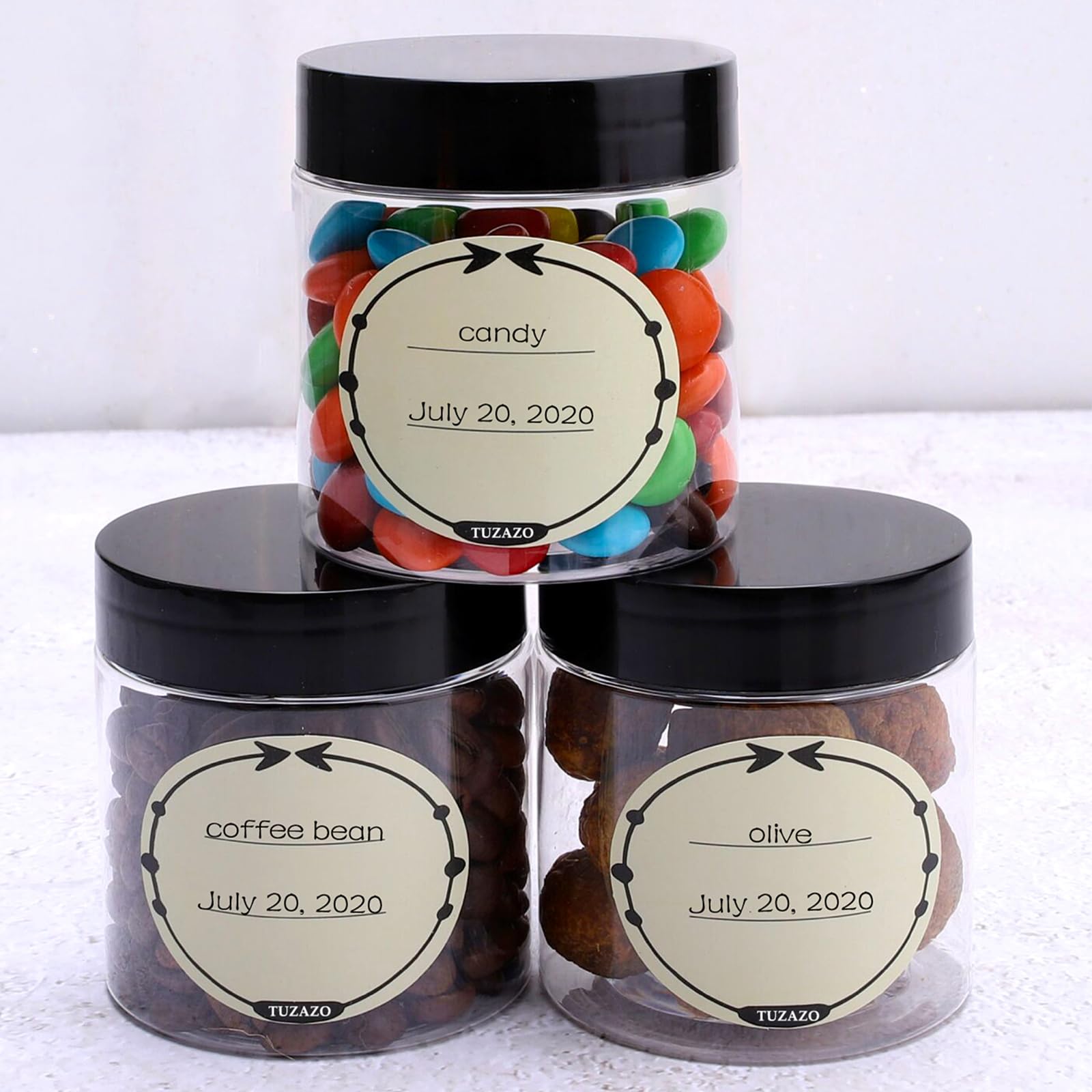 TUZAZO 4 Oz Plastic Container Jars with Lids and Labels BPA Free, Empty Round Clear Cosmetic Slime Jars for Lotion, Cream, Ointments, Body Butter, Makeup, Travel Storage (12 Pack)