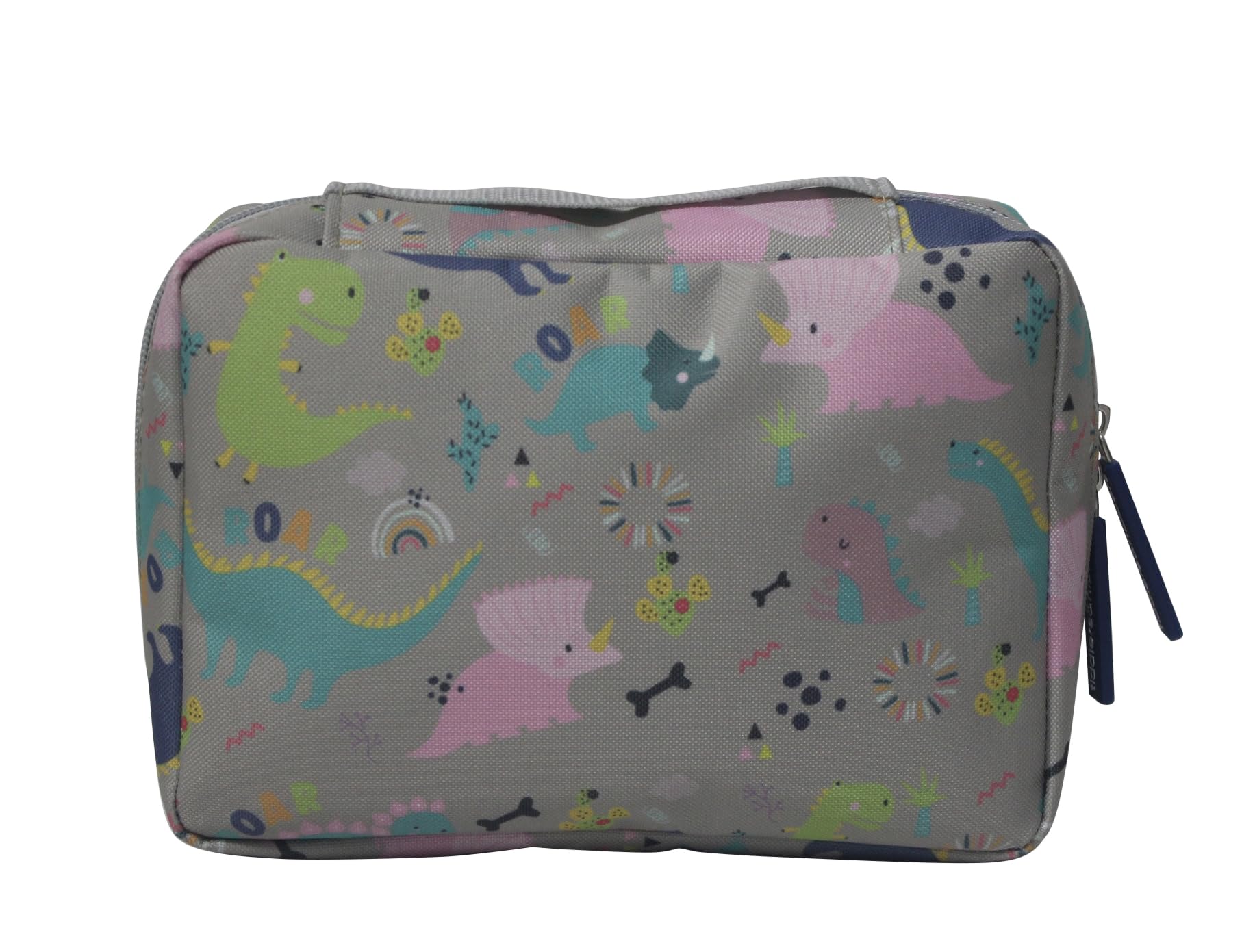 tiddlers & nippers | Kids Travel Wash Bag | Hanging Toiletry Bag & Organiser | Lightweight, Compact & Expandable | Zipped Storage Compartment, Carry Handle & Hanging Hook (Dinky Dinos)