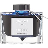 PILOT Iroshizuku Bottled Fountain Pen Ink, Shin-Kai, Deep Sea (Blue Black) 50ml Bottle (69225)