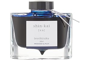 PILOT Iroshizuku Bottled Fountain Pen Ink, Shin-Kai, Deep Sea (Blue Black) 50ml Bottle (69225)