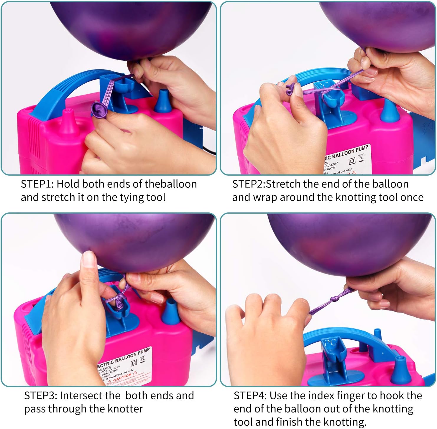 Electric Air Balloon Pump and Balloon Tying Tool In One, Portable Dual Nozzle Electric Balloon Blower Air Pump Balloons Inflator with Tying Tool on Pump for Decoration, Party,Faster and Save Time: Toys & Games
