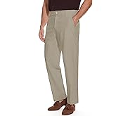 Tapata Men's Linen Casual Dress Pants Lightweight Elastic Waist Slacks Straight Leg Regular Fit Trousers for Work Business